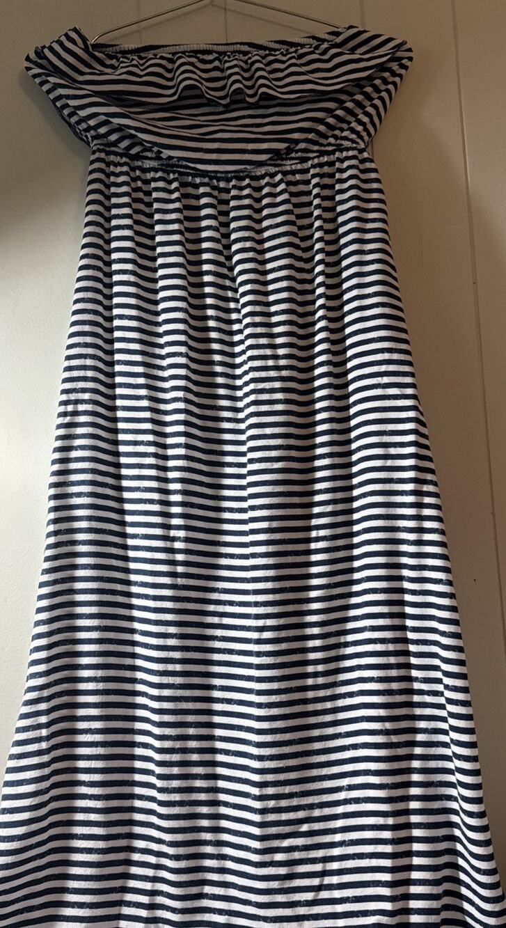 Trixxi Maxi Dress Strapless, Stretchy Size Large White/Navy ZZ